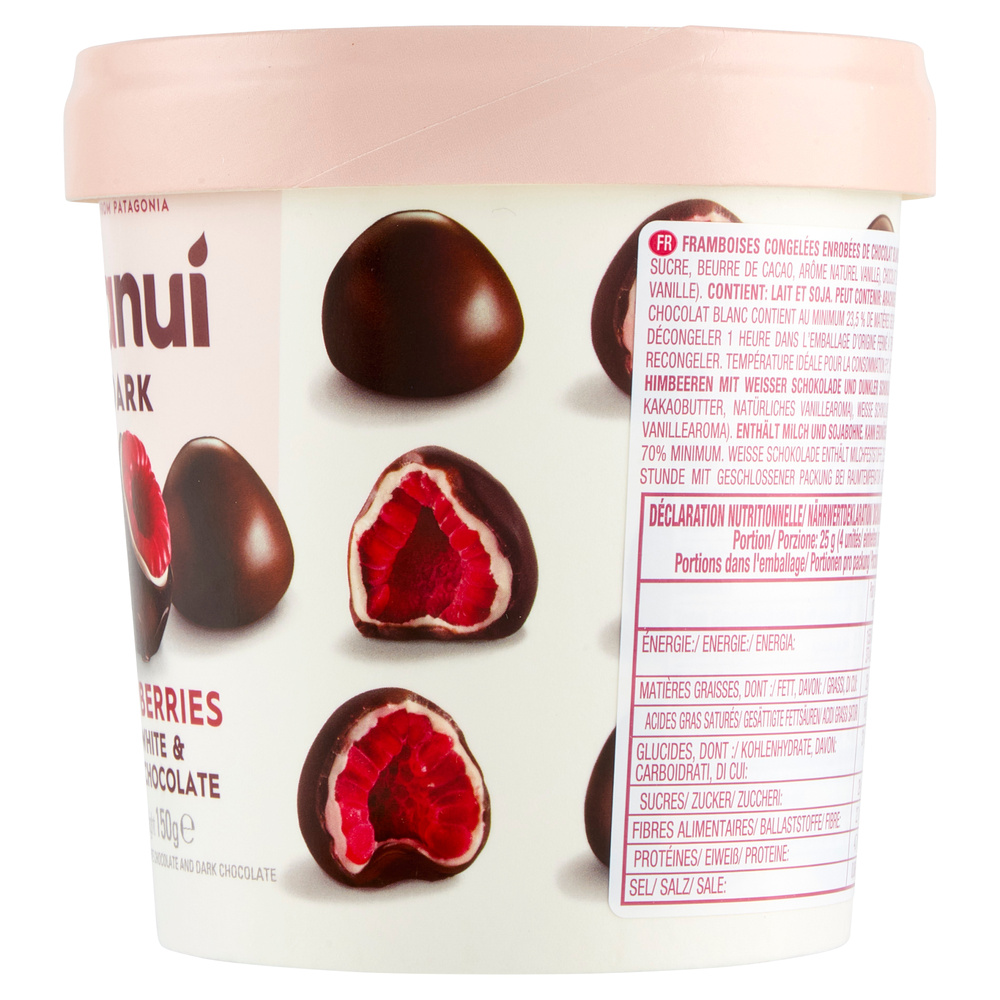Franuí Dark Raspberries In White & Dark Chocolate 150 G - Easycoop.com