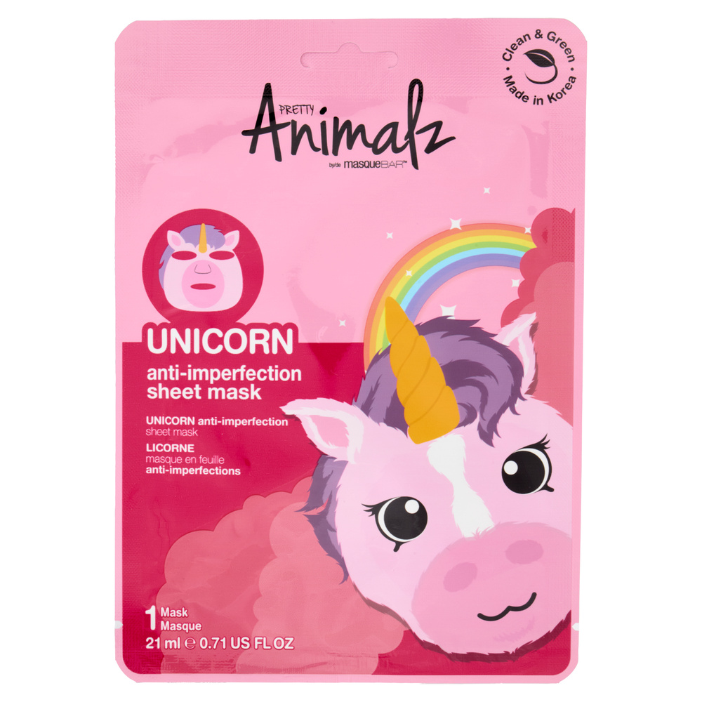 Masquebar Pretty Animalz Unicorn Anti-imperfection Sheet Mask 1 Mask 21 ...