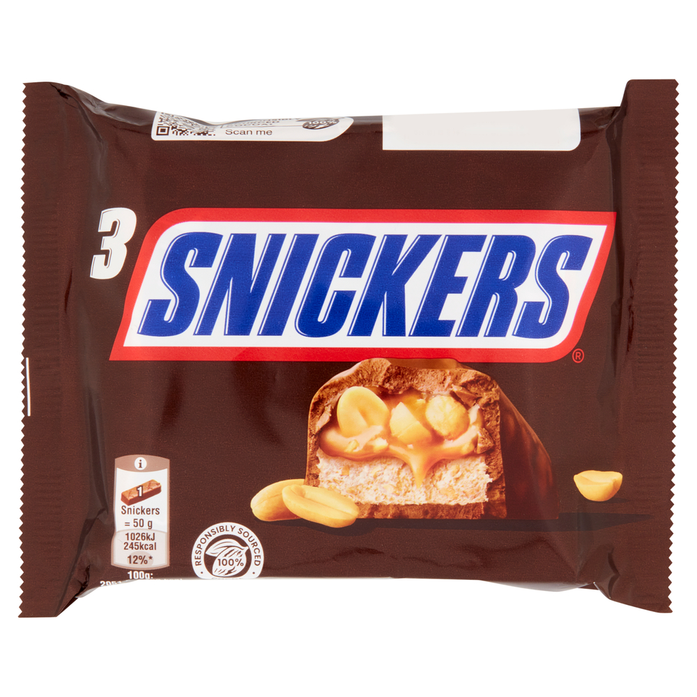 Snickers Snack Al Cioccolato, Caramello E Arachidi Tostate, 3 Barrette ...