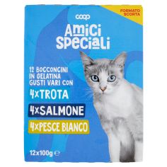 12 Bocconcini In Gelatina Gusti Vari Con Trota, Salmone, Pesce Bianco 12 X 100 G