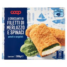 3 Croccanti Di Filetti Di Merluzzo E Spinaci Panati E Surgelati 300 G