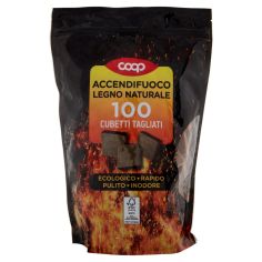 Accendifuoco Legno Naturale 100 Cubetti Tagliati 500 G