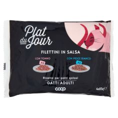 Filettini In Salsa Con Tonno, Pesce Bianco Gatti Adulti 4 X 85 G