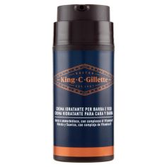 King C. Gillette Crema Idratante Per Barba E Viso, Con Complesso Vitamina B, 100 Ml