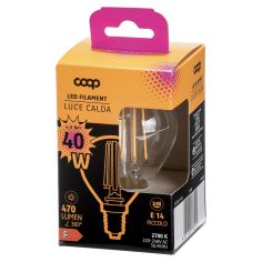 Led Sfera Trasparente Luce Calda 40w E14 470 Lumen 360°