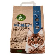 Lettiera Vegetale Per Gatti Agglomerante A Base Di Cereali Ed Erba Medica 2,4 Kg