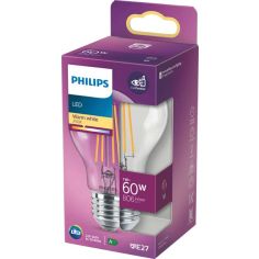 Philips Lampadina Led Goccia Filamento 60w Con Attacco E27, 2700k, Luce Calda, Non Dimmerabile