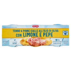 Tonno A Pinne Gialle All'olio Di Oliva Con Limone E Pepe 3 X 70 G