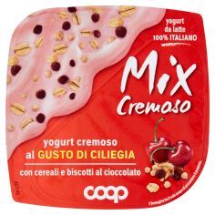 Yogurt Cremoso Al Gusto Di Ciliegia Con Cereali E Biscotti Al Cioccolato Mix Cremoso 150 G