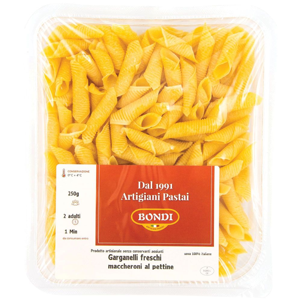 bondi garganelli di pasta fresca con uova e semola italiane da 250 g