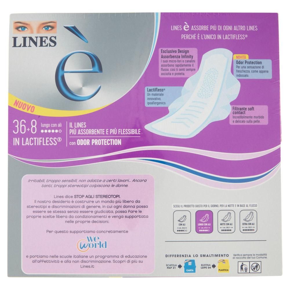 Lines È Assorbenti Lungo Con Ali 36+8 Pz - Easycoop.com